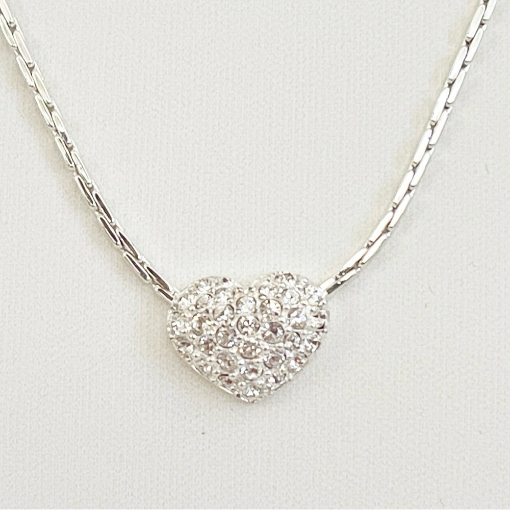 SWAROVSKI Crystal Modern Silver Necklace Heart Pendant 16 in - Picture 11 of 11